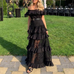 Vasaros nauja vintažinė, seksuali suknelė moteri&scaron;ka, raukta, tu&scaron;čiaviduriai nėriniai, balta vakarėliui skirta laisva suknelė moteri&scaron;ka Eleganti&scaron;ka auk&scaron;tu juosmeniu A linijos laisvalaikio suknelės 25088 XXL juoda