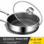 Buitinė pagilinta nelipni 316 nerūdijančio plieno korio keptuvė, suderinama su visomis viryklėmis 8cm deep, 32cm, with lid