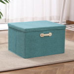 Ne&scaron;iojama medvilnės ir lino laikymo dėžė su dangčiu drabužiams ir žaislams, sulankstomas spintelės organizatorius Extra Large 46x36x28 cm