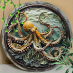 Apvalus medinis Mark spalvoto plastiko langų pakabinamas, reljefinis, a&scaron;tuonkojo ra&scaron;tas namams, biurui, sienų dekoravimo menas 20x20cm 7.87x7.87in
