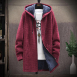 Rudens ir žiemos madingas vyri&scaron;kas megztinis, &scaron;iltas megztinis su gobtuvu XXXXL raudona