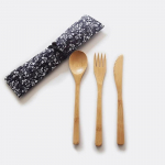 3Pc/set Japanese Style Wooden Dinner Set Bamboo Fork Knife Soup Teaspoon Catering Jam Cutlery Set Cooking Tools Kitchen tools with bag