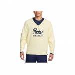 Nike Paris Saint-Germain Tech Pack serijos futbolo megztukas V formos i&scaron;kirpte ilgomis rankovėmis megztas vir&scaron;utinis drabužis Vyri&scaron;ki vir&scaron;utiniai drabužiai Sniego baltumo FQ7801-744 S