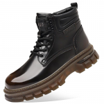 Auk&scaron;tos kokybės vyri&scaron;ki laisvalaikio lauko batai su storu padu, auk&scaron;tu aulu, madingi suvarstomi vyri&scaron;ki rudens ir žiemos retro darbo stiliaus batai 41 ruda