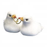Objet d&eacute;coratif - sct. - Couple de pigeons en plumes - 3 cm - Int&eacute;rieur - Mixte