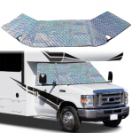 Sniego danga RV priekiniam stiklui, skirta Class C Ford E450 1997-2025, kemperio priekinio lango apsauga nuo saulės, 4 sluoksnių, lazerinė, spalvota-