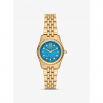 Michael Kors Petite Lexington Pav&eacute; Auksinės spalvos laikrodis MK4813 mėlyna