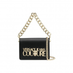 Versace Jeans Couture Auksinis Logotipas Grandinėlės Peties Dirželis Dirbtinės Odos Rankinė Moteri&scaron;kos Rankinės Juoda 75VA4BL3ZS467899 Basic Set (Bag+Dust Bag)