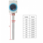 220V 800-2000W Radiatorius DN20 &scaron;ildymo vamzdis reguliuojama temperatūros zona temperatūros kontrolė elektrinis &scaron;ildymo strypas nerūdijantis plienas 300mm-1500w