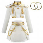 Mergaičių Helovino Karnavalo Idol Vaidmenų Žaidimo Kostiumas KPop Dainininkės Zoe Cosplay Kostiumas Perukas Rekvizitas Rinkinys Vaikų Gimtadienio &Scaron;ventė Anime drabužiai 130 white