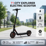 T1 10 colių aliuminio lydinio sulankstomas elektrinis paspirtukas suaugusiems, 350 W variklis, atsparus vandeniui, 10,4 Ah baterija, maksimalus greitis 30 km/h