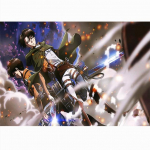 masyvo medžio rėmas Sienų menas Ataka prie&scaron; Titanus Drobės paveikslai Moduliniai Levi Ackerman paveikslai HD spausdintas Anime plakatas Svetainės namų dekoras 50*70cm(with frame)