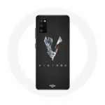Coque pour Samsung Galaxy S20 Plus Vikings S&eacute;rie Saison 6 logo V Ep&eacute;e Gris Fond Noir