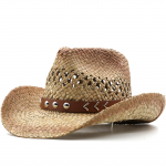 Diržas, retro stiliaus, patogus, kvėpuojantis, laisvalaikio universalus, didelis saulės ir &scaron;e&scaron;ėliavimas vakarieti&scaron;ka kauboji&scaron;ka kepurė One Size kava