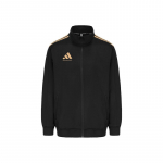 Adidas Vintažinis Sportinis Vienspalvis Stovintis Apykaklės Laisvalaikio Logo Striukė Unisex Striukė Juoda Auksinė TR90JT-BG S