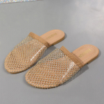Fashion Baotou Summer Fashion Wear Korėjieti&scaron;ka versija paprasti neslystantys tinginiai sandalai tu&scaron;čiaviduriai kvėpuojantys tinkleliai moteri&scaron;kos &scaron;lepetės moteri&scaron;ki batai 43 juoda