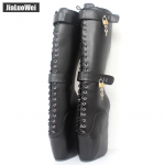 18 cm Itin auk&scaron;takulniai baleto batai feti&scaron;as Sexy Wedge bekulnis, suvarstomas, rakinamas, iki kelių 46 juoda