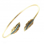 Les Tr&eacute;sors De Lily [N6204] - Bracelet plaqu&eacute; or ouvert 'Navajos' turquoise dor&eacute;
