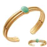 Les Tr&eacute;sors De Lily [Q3704] - Bracelet Plaqu&eacute; Or 'Cleopatra' vert aventurine dor&eacute; - 13x10 mm