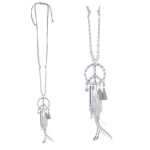 Les Tr&eacute;sors De Lily [Q5936] - Collier sautoir 'Boho' gris (peace) - 90 cm- 16x5 cm pilka