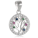 Les Tr&eacute;sors De Lily [R0694] - Pendentif Argent 'Arbre de Vie' multicolore argent&eacute; (rhodi&eacute;) - 10 mm įvairiaspalvis