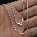 1 mm sidabro spalvos gyvatės grandinės karoliai, moteri&scaron;ki papuo&scaron;alai, omarai, užsegimai 16inch