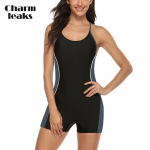 Moteri&scaron;ki vienetiniai sportiniai maudymosi kostiumėliai Boyleg Pro maudymosi kostiumėliai Beach Wear Colorblock Racerback maudymosi kostiumėliai L juoda
