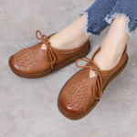 Retro Moteri&scaron;ki Loafers Natūralios odos plok&scaron;čiapadžiai Slydimi mink&scaron;ti ir patogūs suvarstomi laisvalaikio batai moterims 39 ruda