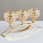 Kristalinis žvakių laikiklis, 3 rankų žvakidės, auksinis vestuvių stalo papuo&scaron;alas