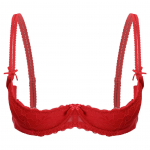 Moterų liemenėlės 1/2 puodelio Push Up Underwire, nėriniuotos liemenėlės apatiniai apatiniai naktiniai drabužiai porų žaidimams S raudona