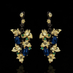 Eleganti&scaron;ki juodo aukso rubino pakabukas gėlių lapų auskarai kri&scaron;toliniai brangakmeniai moteri&scaron;ki papuo&scaron;alai auskarai sidabriniai moteri&scaron;ki auskarams