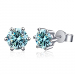 BagueRingen 1,0 ct D spalvos GRA Moissanite Diamond 925 Sterling Silver Klasikiniai auskarai Moterims Dailūs papuo&scaron;alai Vestuvių dovanos 1 Carat mėlyna