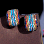 CMM etniniai juvelyriniai vaivoryk&scaron;tiniai kubiniai cirkonio žiediniai auskarai moterims įvairiaspalvis