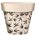Les Tr&eacute;sors De Lily [A2055] - Cache-pot bambou 'Bambou' noir beige - 17x15 cm