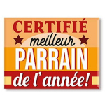 Les Tr&eacute;sors De Lily [A3375] - Magnet c&eacute;ramique 'Parrain' orange (certifi&eacute; meilleur Parrain de l'ann&eacute;e ! ) - 8x6 cm oranžinė