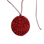 Les Tr&eacute;sors De Lily [R7921] - Collier artisanal 'Cubisme' rouge - 38 mm