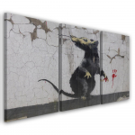 Trijų dalių paveikslų spausdinimas ant drobės Banksy street art žiurkės