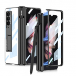 Skaidrus vyris, skirtas Samsung Galaxy Z Fold 3 5g dėklas, stiklinė ekrano apsauga, magnetinis ra&scaron;iklio laikiklio stovo dangtelis