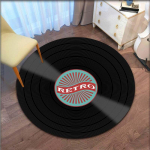 Retro įra&scaron;ų muzikos diskų ra&scaron;tas kilimas mink&scaron;tas apvalus antklodė neslystantis kilimėlis CD ploto kilimėlis Svetainės miegamojo dekoro zonos kilimas 60cm