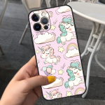 Telefono dėklas Apple iPhone 11 7 12 Pro 13 mini XR X 6 6S XS Max 5 5S 8 Plus SE mink&scaron;tas silikoninis dangtelis Little Unicorn iPhone XS Max
