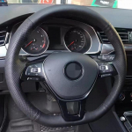 Automobilio vairo dangtis dirbtinės odos automobilių priedai, skirti Volkswagen VW Golf 7 Mk7 New Polo Passat B8 Tiguan Sharan Red Thread gray