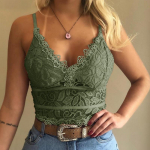 Moterų mada Deep V Neck Gėlėtomis nėriniuotomis liemenėlėmis Seksualūs spagečių dirželiai Apatiniai drabužiai Vasariniai ploni Push Up Crop Top Tu&scaron;čiaviduriai Be rankovių liemenėlė S