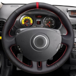 Rankomis siūta juoda dirbtinės odos pintinė automobilio vairo apdangalas Renault Clio 3 2008 2009 Clio Dynamics 2008 Clio Mk Black Thread