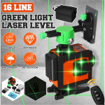 Lazerinis lygis 16 linija 360 horizontalus vertikalus kryžius 4D žalios &scaron;viesos lazerio lygio savaiminio niveliavimo priemonė Galingas lazeris