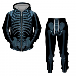 Pavasario rudens Helovino Cosplay Skeleton Splanchna 3D Print Užtrauktuku sportiniai kostiumai Vyri&scaron;ki kelnės su gobtuvu 2 vnt. rinkinys Streetwear kostiumai 3XL