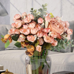 10 vnt 15 galvučių / ry&scaron;ulėlis Dirbtinis rožių pumpuras Mini mažas pumpurų rožės &Scaron;ilkinės netikros gėlės, skirtos vestuvėms pasidaryk pats Namų Kalėdų dekoras Gėlių dovanos Nuotraukų rekvizitai ruda