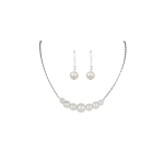 Klasikinis, stilingas, madingas, sidabruotas dizainerio japonų perlų pakabukų rinkinys su nuleidžiamais auskarais ir grandinėle, skirtas moterims ir mergaitėms biuro ir kasdieniams drabužiams