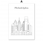 Abstraktus Miesto Linijos Pie&scaron;inys Roma Dubajus Niujorkas Torontas Sienų Meno Spaudinys Drobės Tapyba Skandinavi&scaron;kas Plakatas Dekoras Paveikslai Svetainei A4 21X30cm No Framed