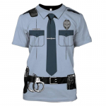Vasariniai vyri&scaron;ki mar&scaron;kinėliai 3d policijos uniforma spausdinta O formos i&scaron;kirpte trumpomis rankovėmis Madingi Cosplay drabužiai Dideli gatvės drabužiai, vir&scaron;utiniai mar&scaron;kinėliai XL
