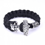 Vyrų vikingų nerūdijančio plieno &scaron;mėklų galvutė Thor's plaktukas, skėtis su virve, pinta apyrankė lauke i&scaron;gyvenimo apyrankė 23CM